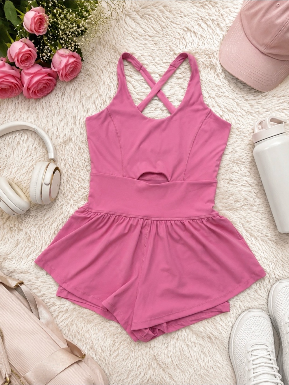 Rose Pink Crisscross One-Piece Romper